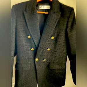 Rachel Zoe black tweed jacket in great condition, size medium with gold buttons